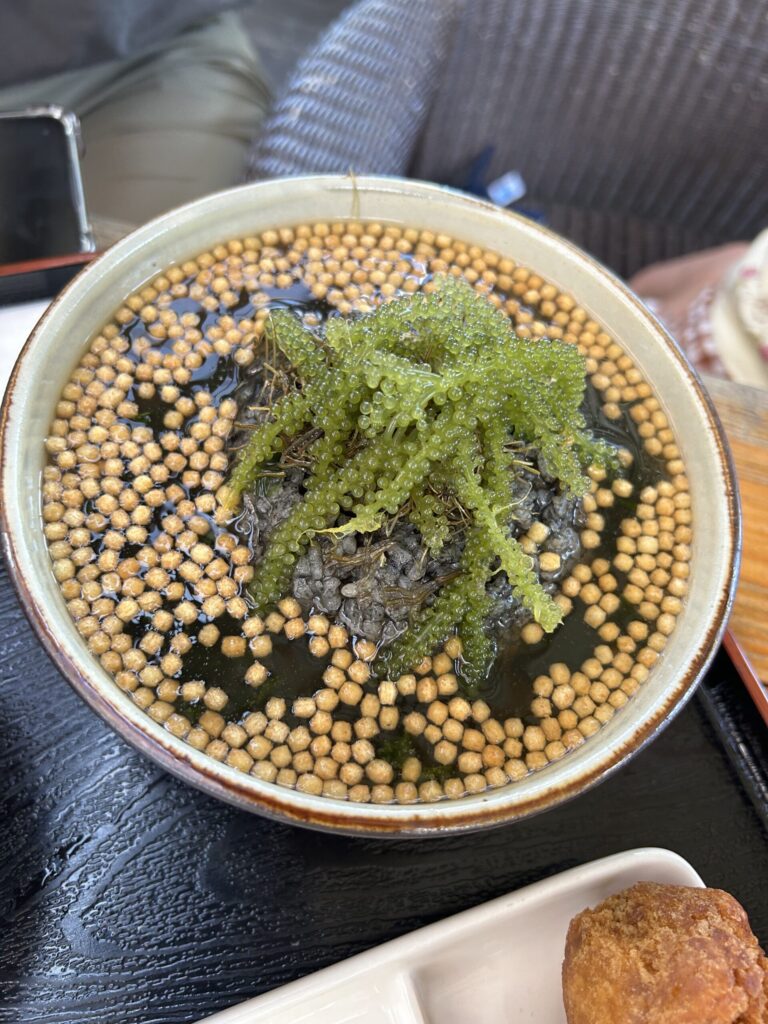 サブメニューの海をのむじゅーしぃ。イカ墨じゅーしぃに魚介の出汁汁をかけた出汁茶漬け。